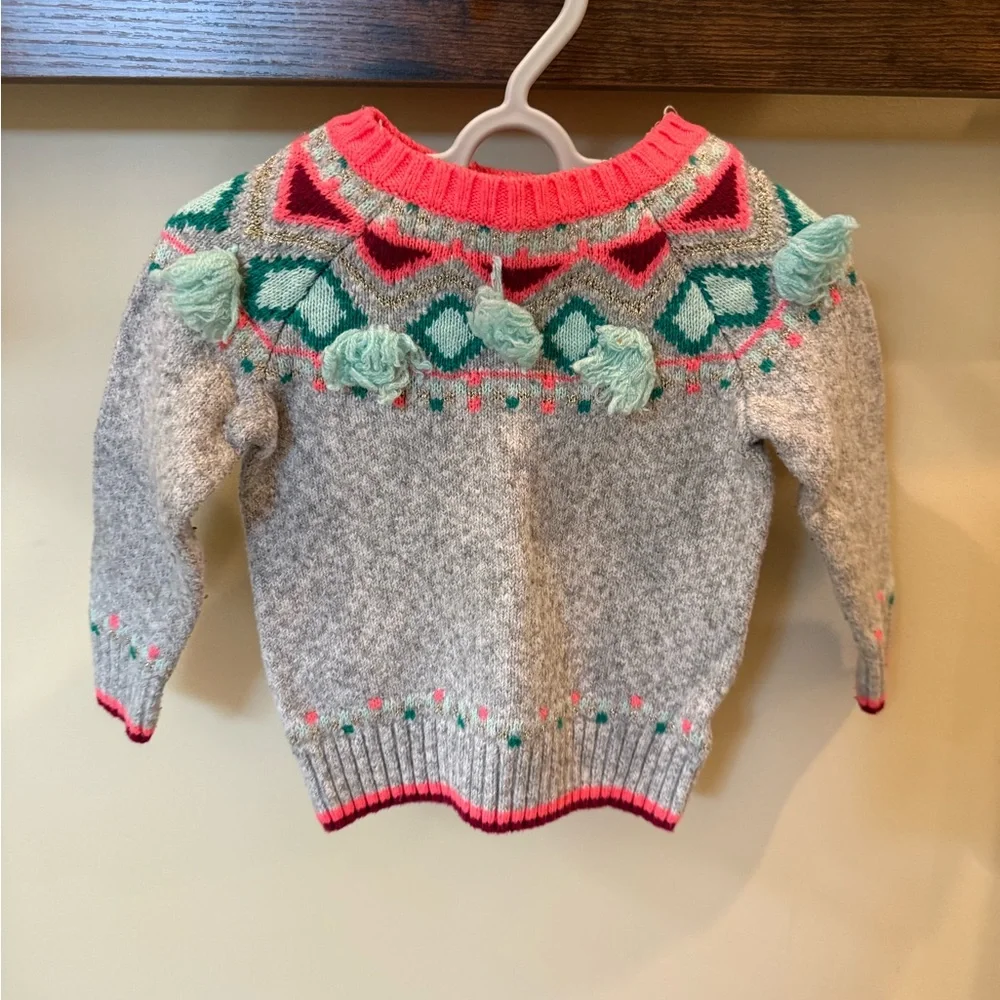 Cat & Jack Toddler Girls Boho Knit Sweater and Tulle Skirt Size 18 Months